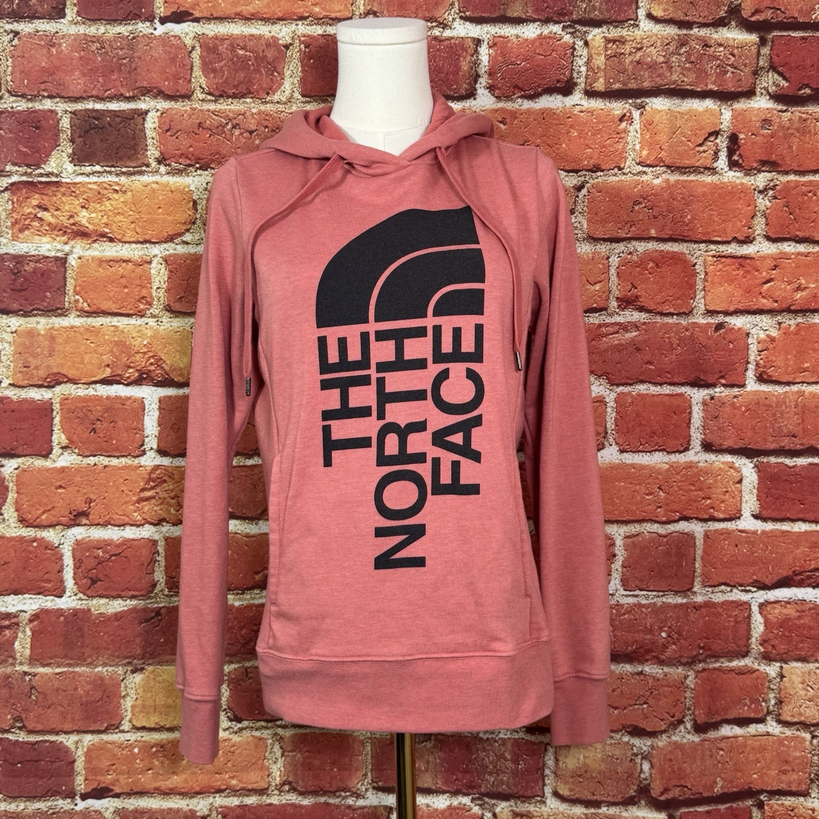 The North Face Women's Size Small Hoodie Half Dome Big Graphic Logo Peach